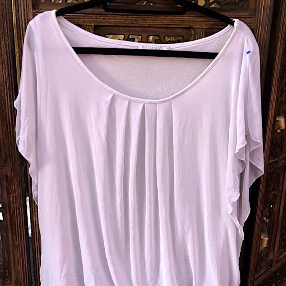 BAISHENG GT WHITE BOAT NECK CAPE TOP 2XL